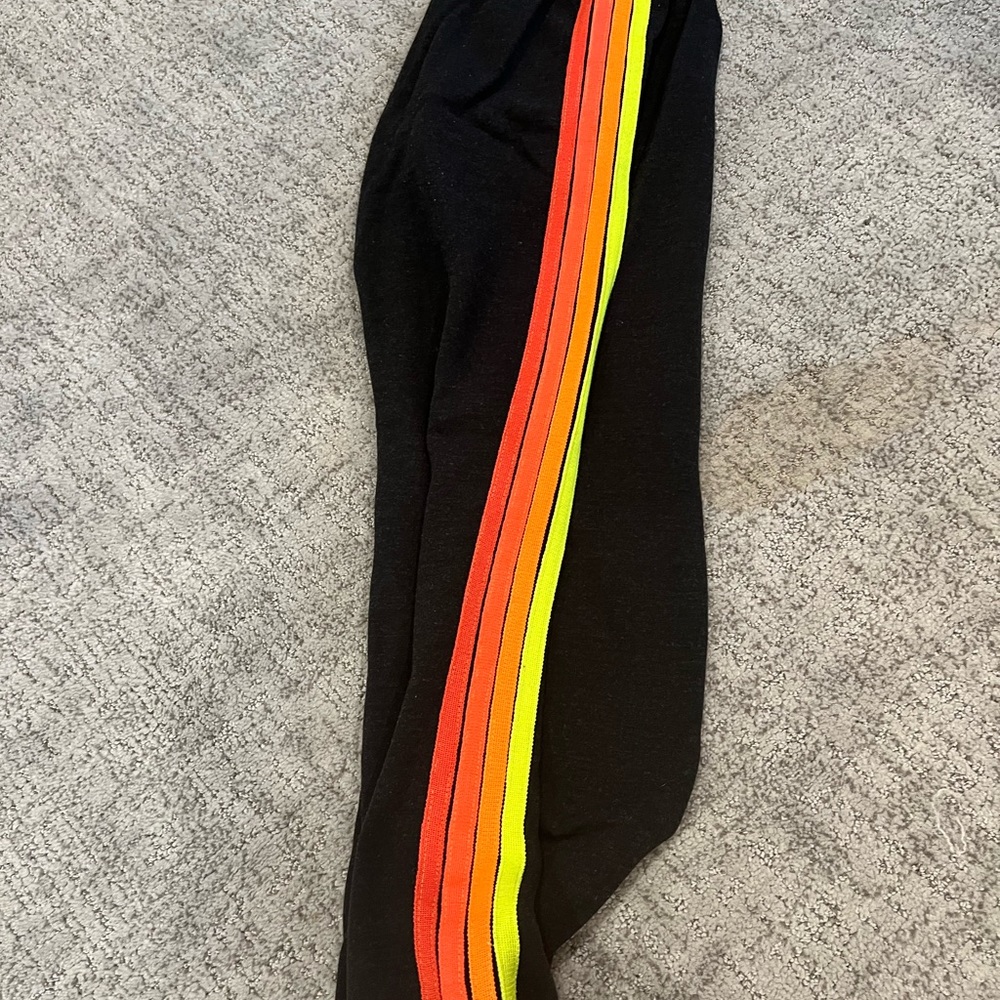 AVIATOR NATION BLACK 4 STRIPE SWEATPANTS MEDIUM NWOT